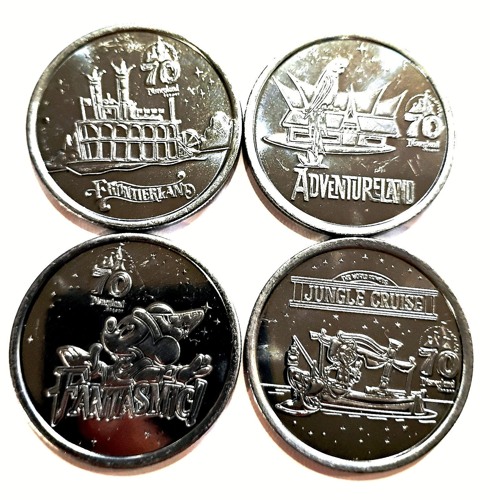 2025 Disneyland 70th Anniversary Coin Medallion Set 4 Jungle Cruise Fantasmic