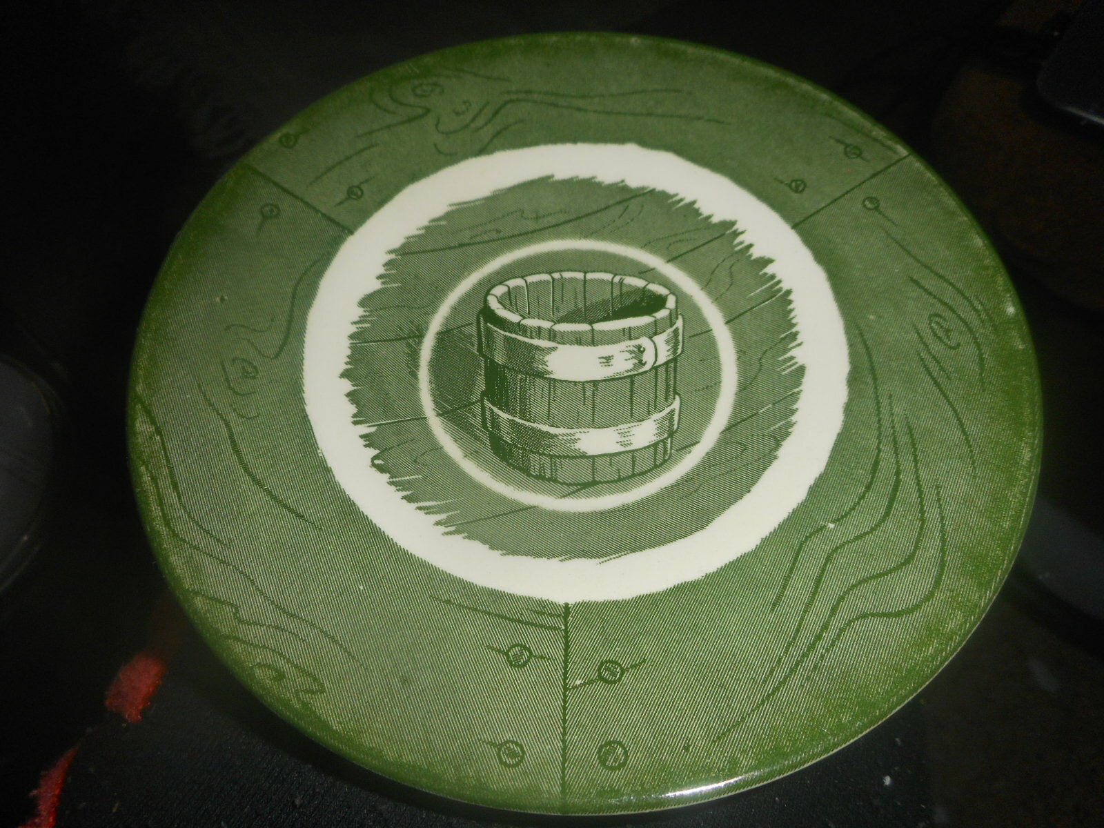 Colonial Homestead by Royal Green sauce Bowl 5 7/8 inch Water Barrell 1950 