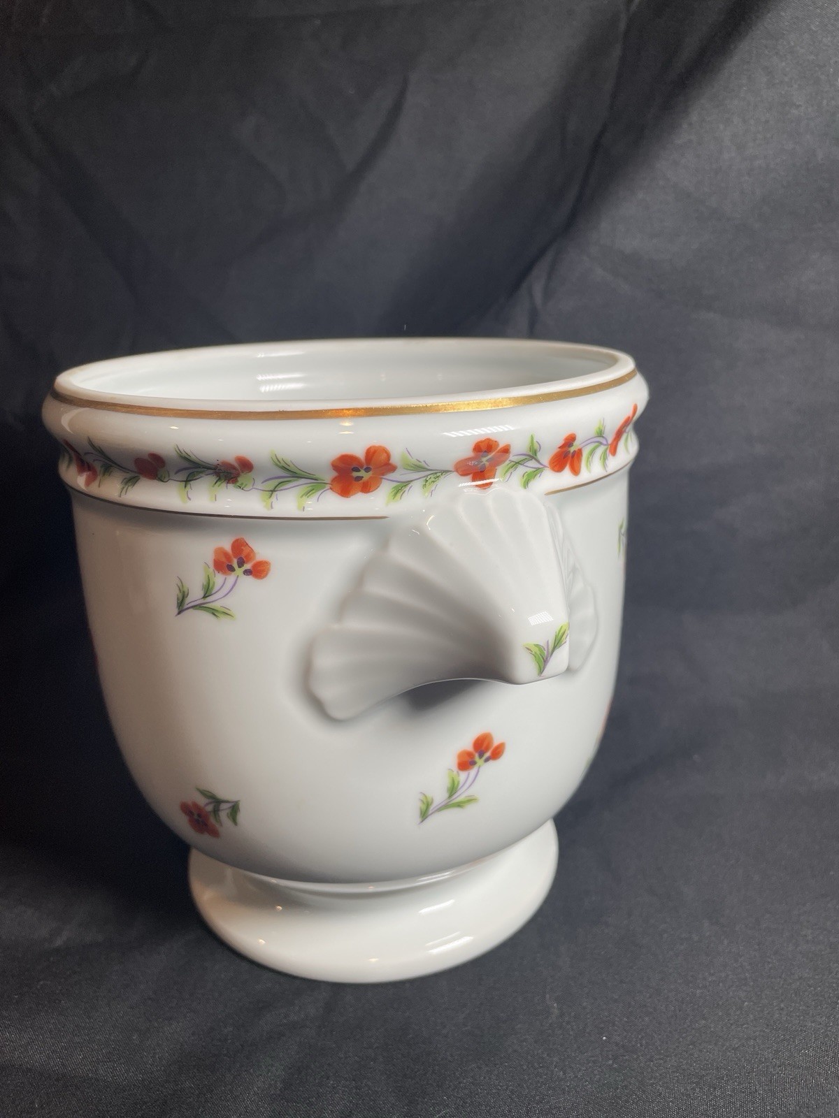 Tiffany & Co Limoges Poppies Porcelain Two Handled Cachepot Planter France 6