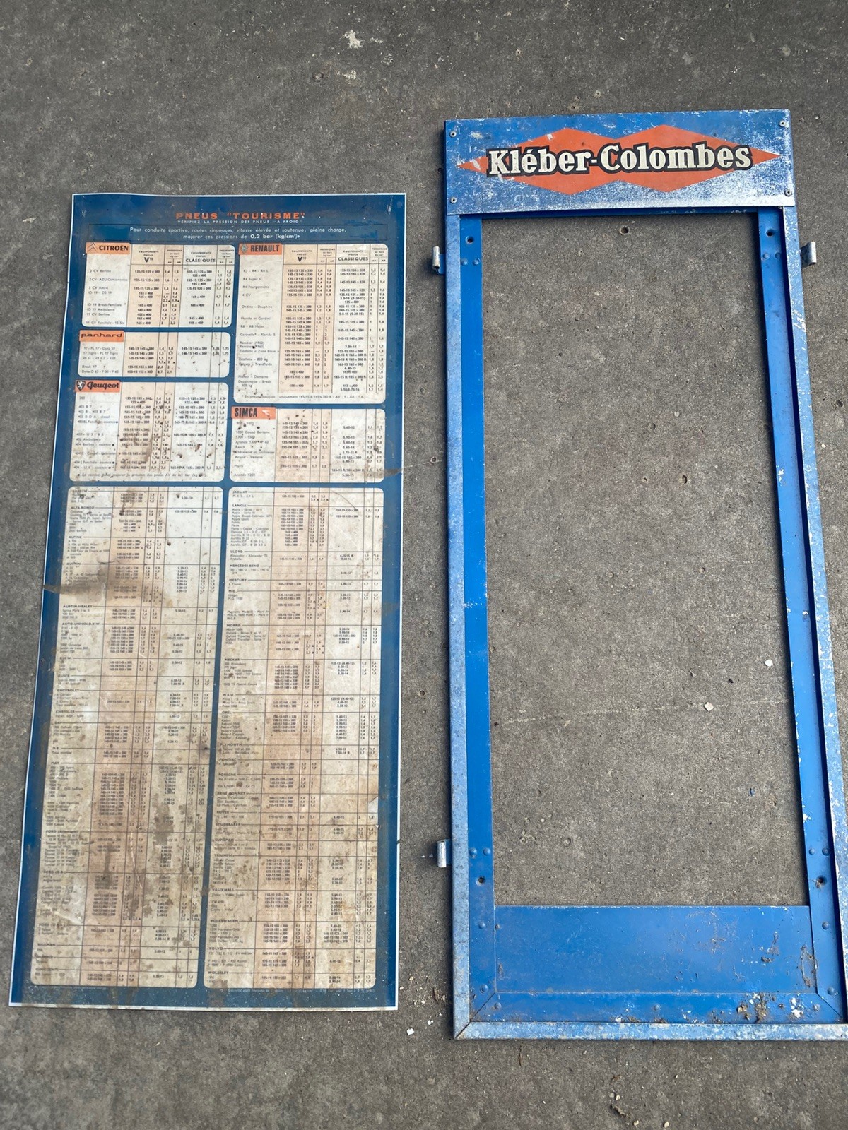 Vintage French Tyre Pressure Sign plastic & display frame Man Cave advertising
