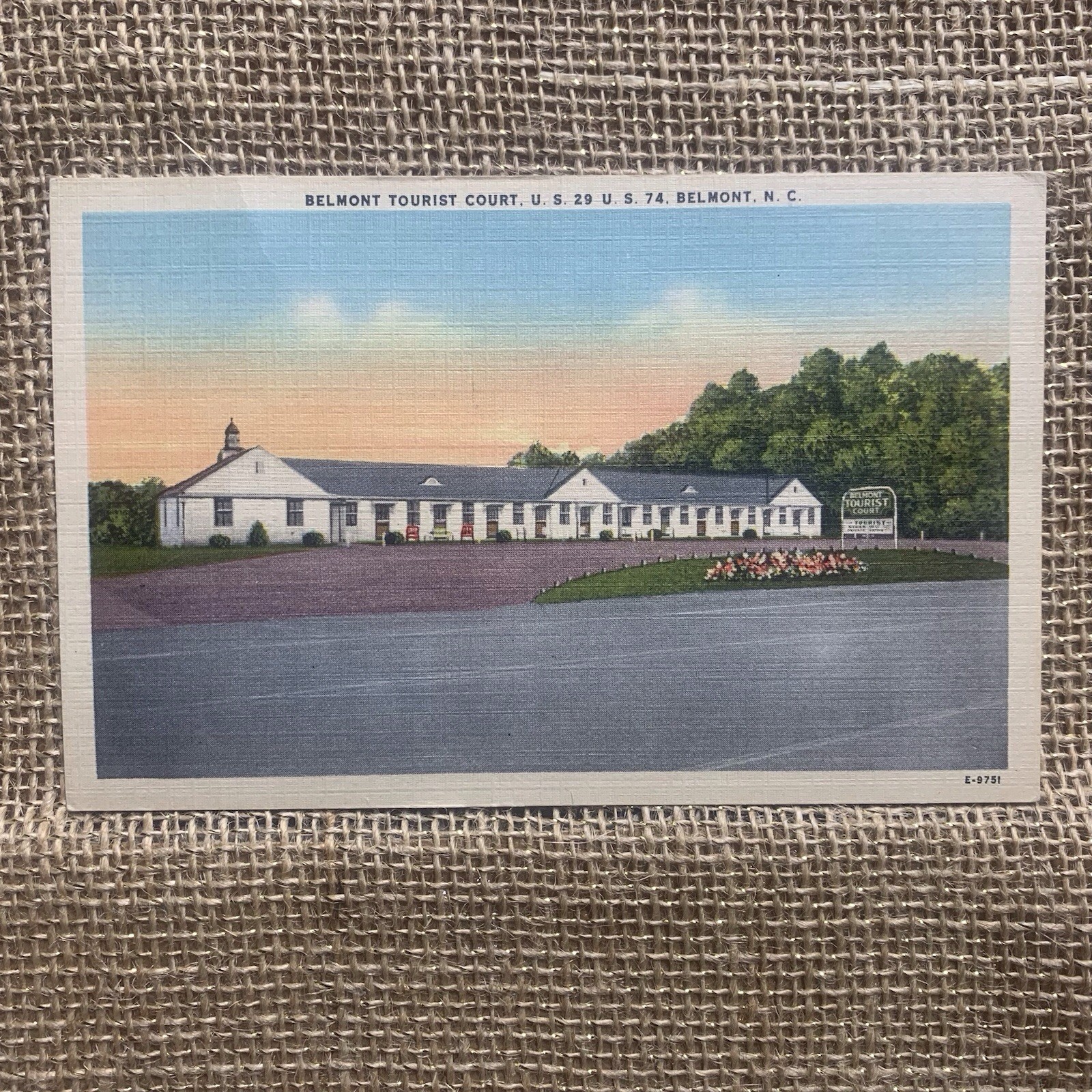 Belmont Tourist Court Belmont North Carolina NC Sign Linen Unposted Postcard