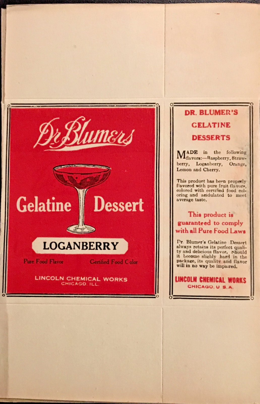 1910 Dr Blumers Gelatine Dessert Box (LOGANBERRY)  