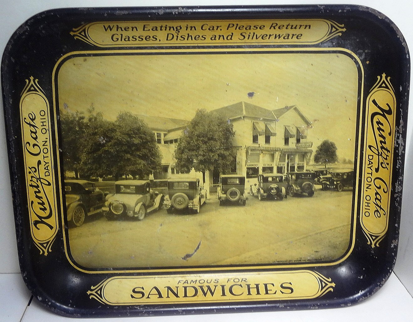 HTF c1920\'s KUNTZ\'S CAFE - DAYTON OHIO serving AUTO SANDWICHES TRAY - NICE FIND HTF c1920\'s KUNTZ\'S CAFE - DAYTON OHIO serving AUTO SANDWICHES TRAY - NICE FIND