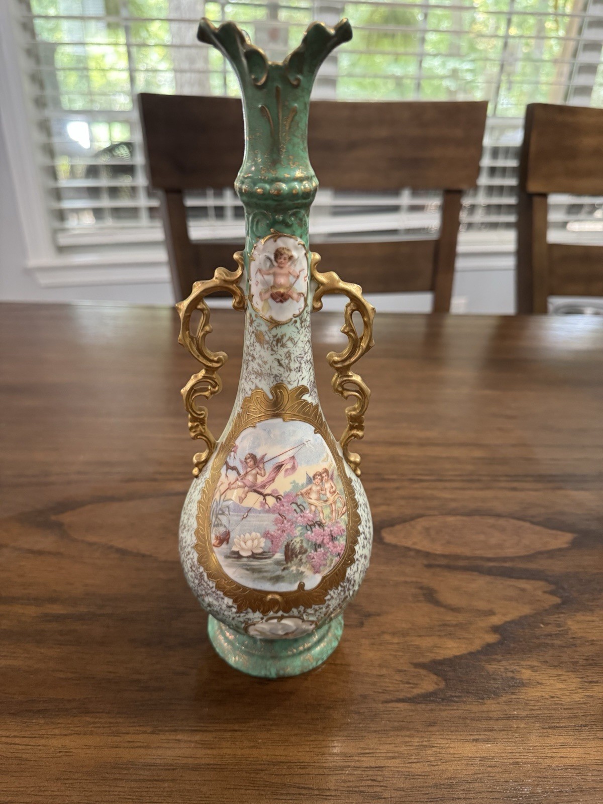 Antique Porcelain Vase Romantic Scene Hand Painted Victoria Carlsbad Austria
