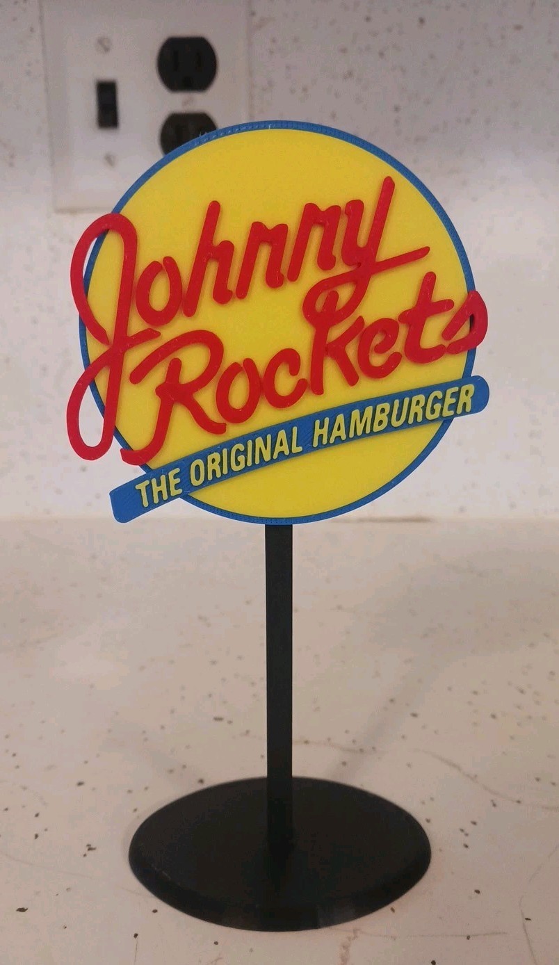 Vintage Johnny Rockets Logo Miniature Sign Diorama Display Fan Art 6.5\
