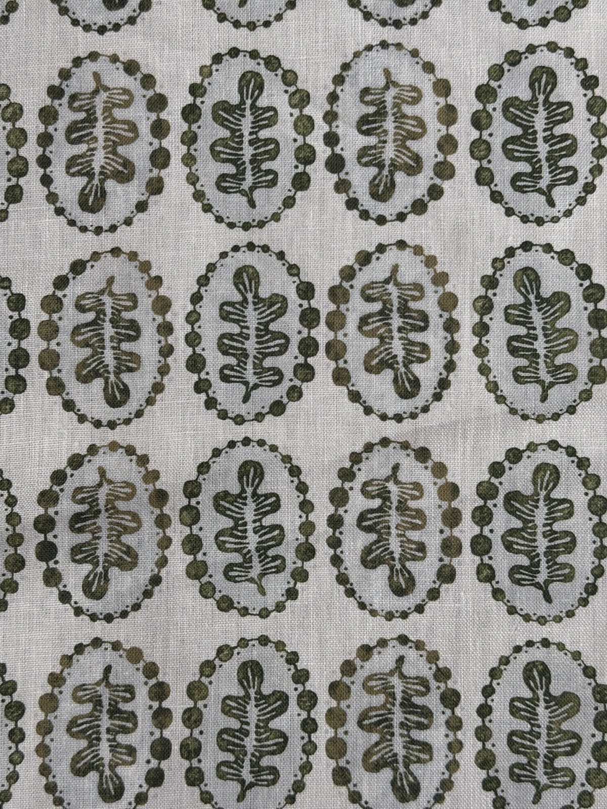 Kerry Joyce Leaves & Pearls/1065-04/olive Porcelain Fabric 1 1/2 Yards