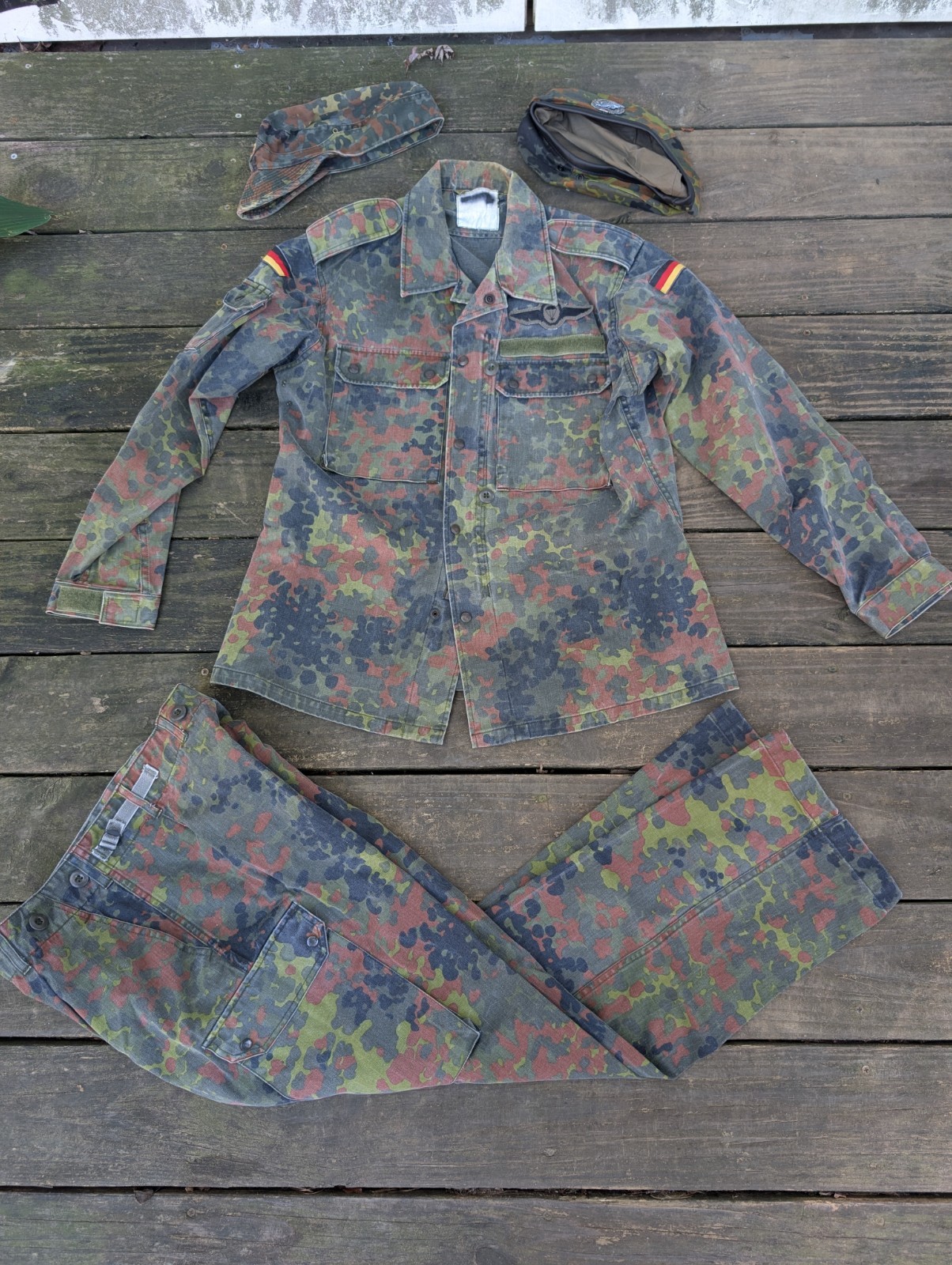 GERMAN ARMY BUNDESWEHR FLECKTARN CAMO UNIFORM SHIRT PANTS HAT BERET