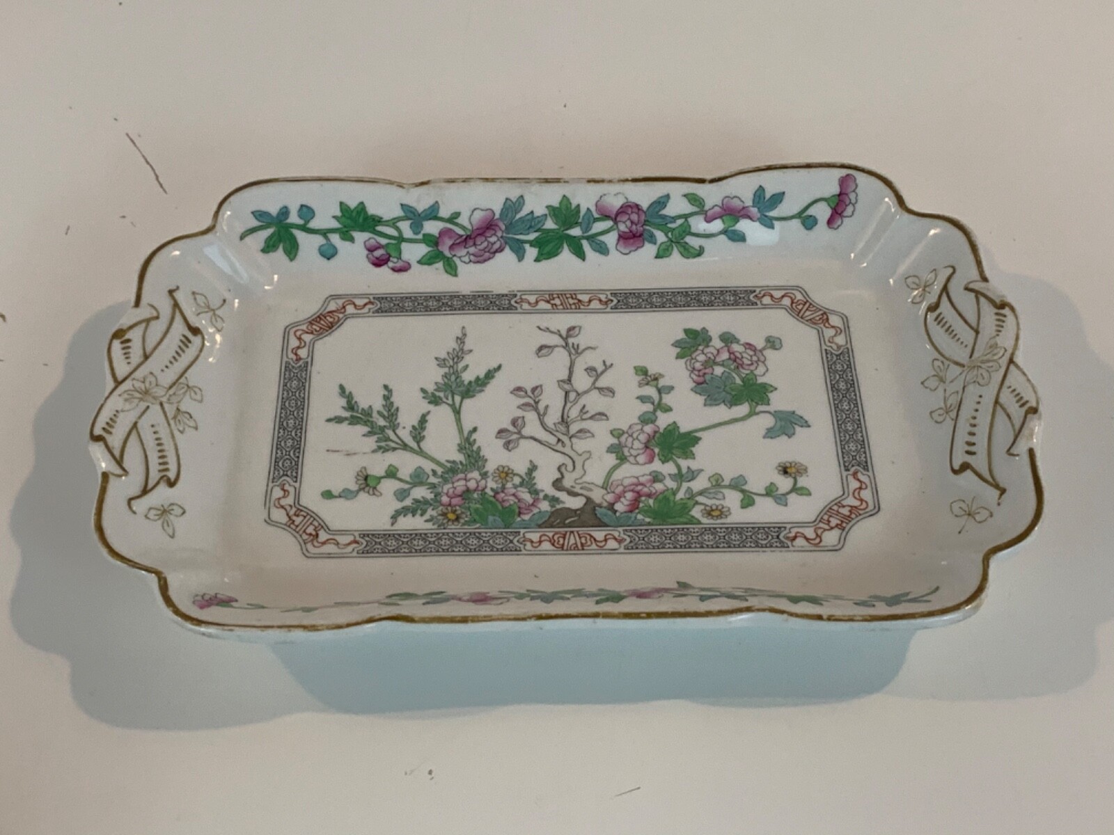 Antique Lamberton China Porcelain Floral Painted Serving Tray