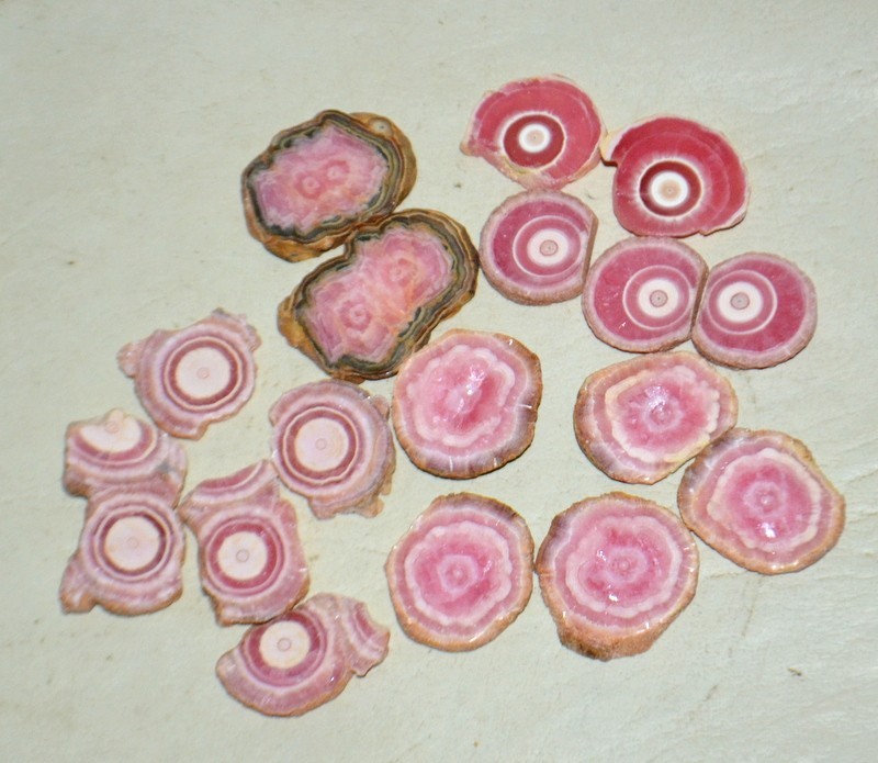 17 PCS LOT Rhodochrosite Stalactite slices from Argentina * Wholesale Bulk