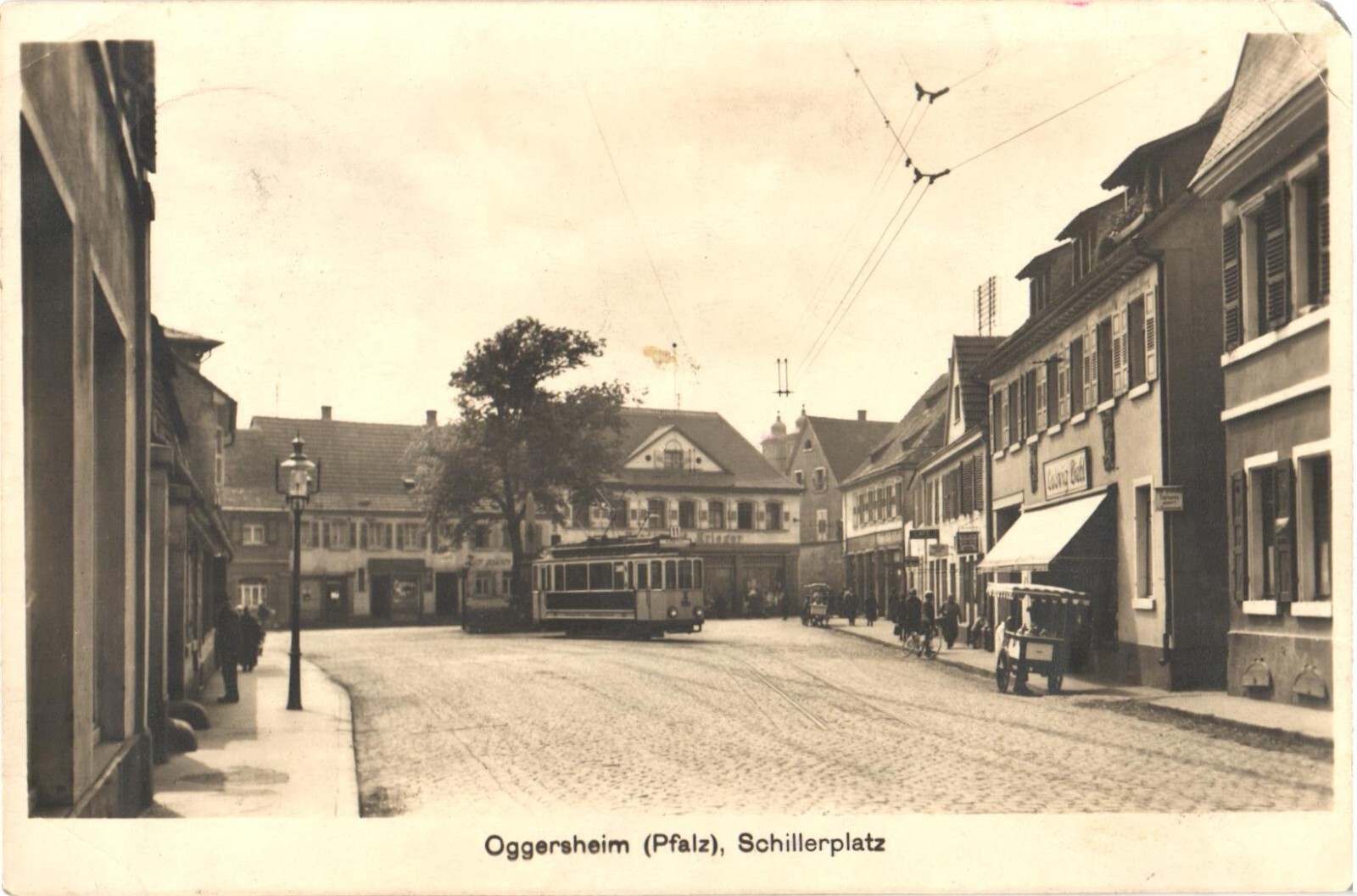 Oggersheim Germany Schillerplatz Tram Street Scene RPPC Real Photo Postcard Oggersheim Germany Schillerplatz Tram Street Scene RPPC Real Photo Postcard