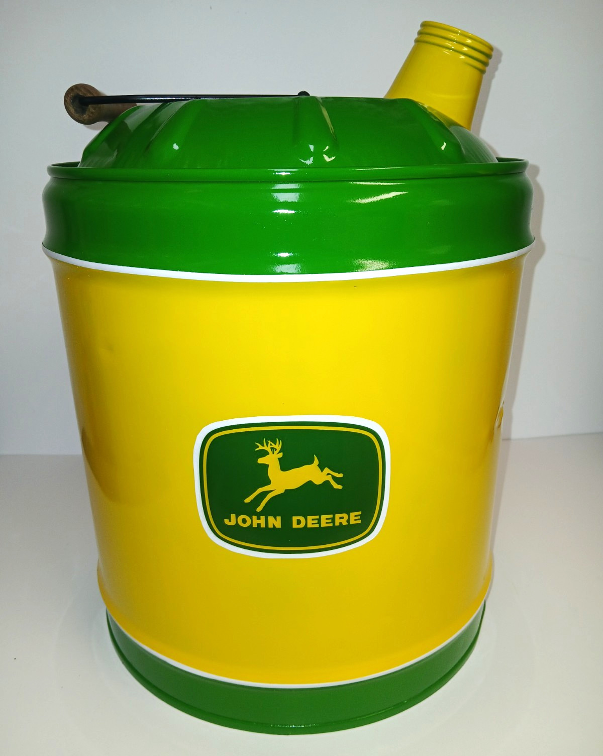 John Deere Themed Green & Yellow Vintage 5 Gal Farm Tractor Real Fuel Can Decor