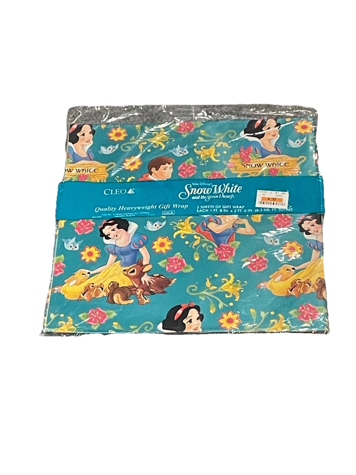 Vintage Snow White  And Friends  Gift Wrap 2 Sheets Teal 20