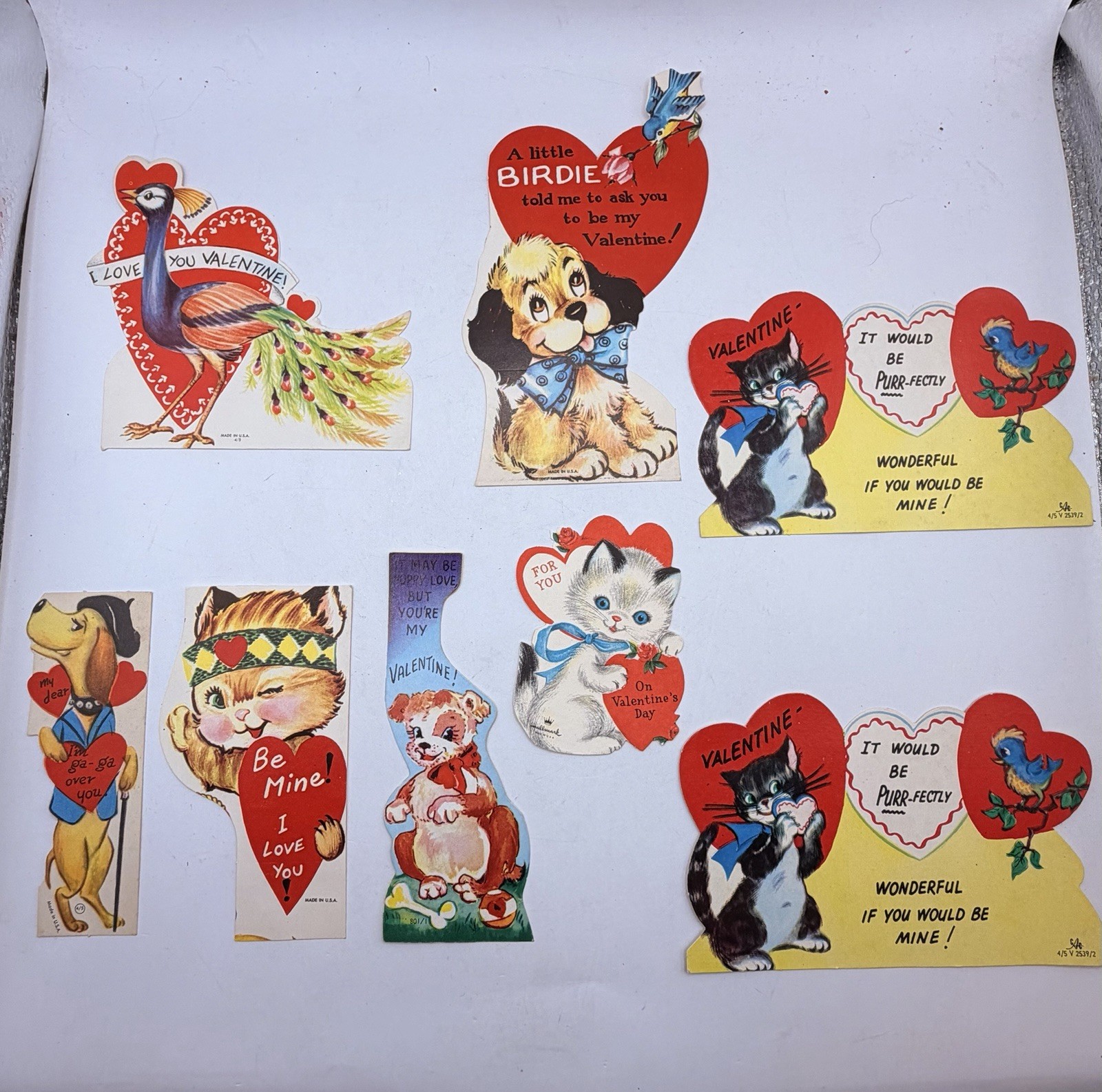 Lot of Unused Vintage Animal Valentine Greeting Cards