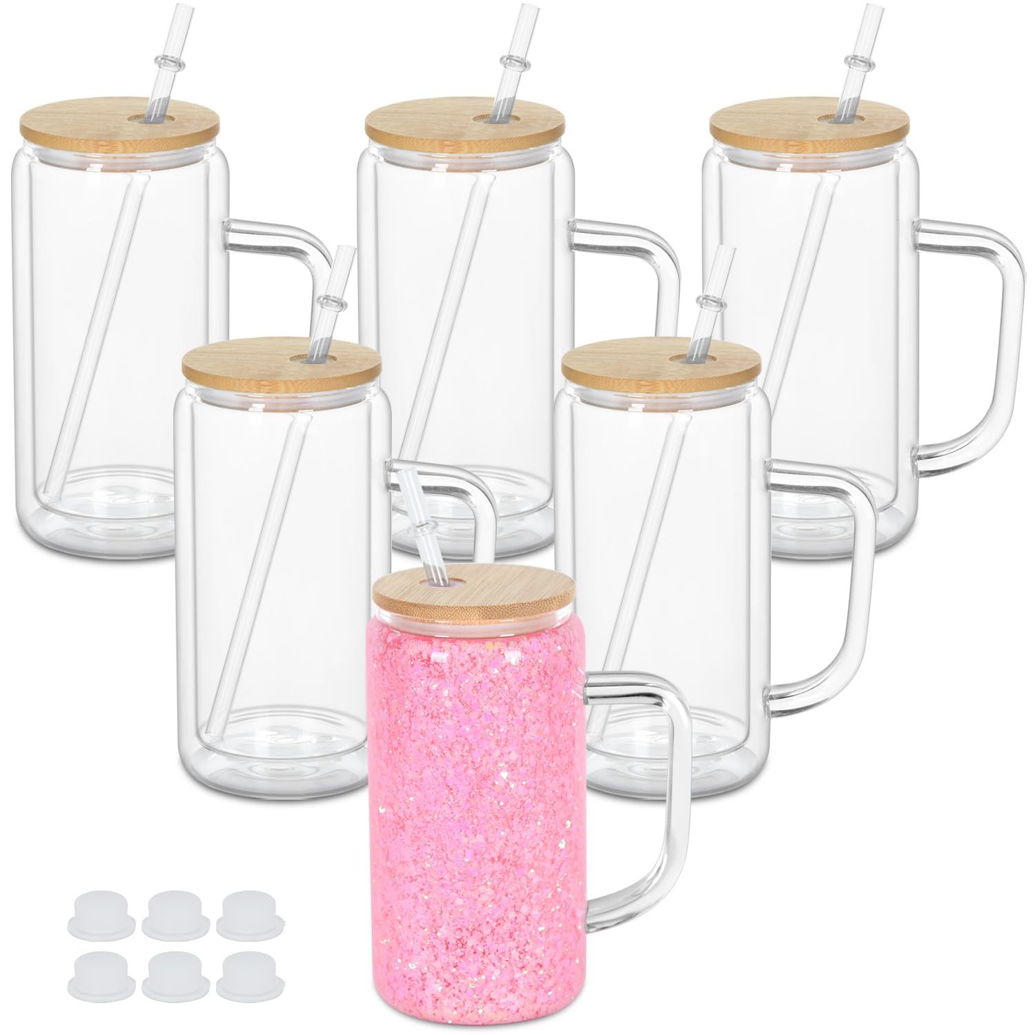 Maucircol 16 Oz Snow Globe Tumbler With Handle, Pre-Drilled Double Wall Snow Glo