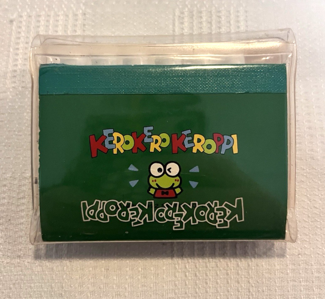 Vintage Sanrio Kerokerokeroppi Keroppi Mini Notebook & Marker Set w/ Case 1992