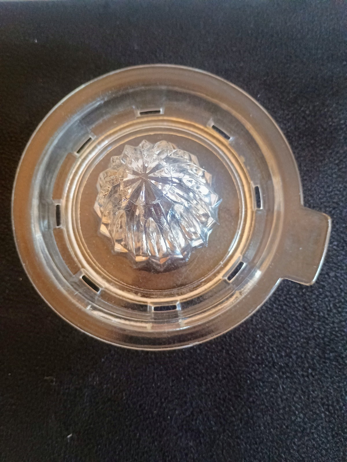 Vintage Anchor Hocking Tab Handled Clear Glass Reamer Juicer 