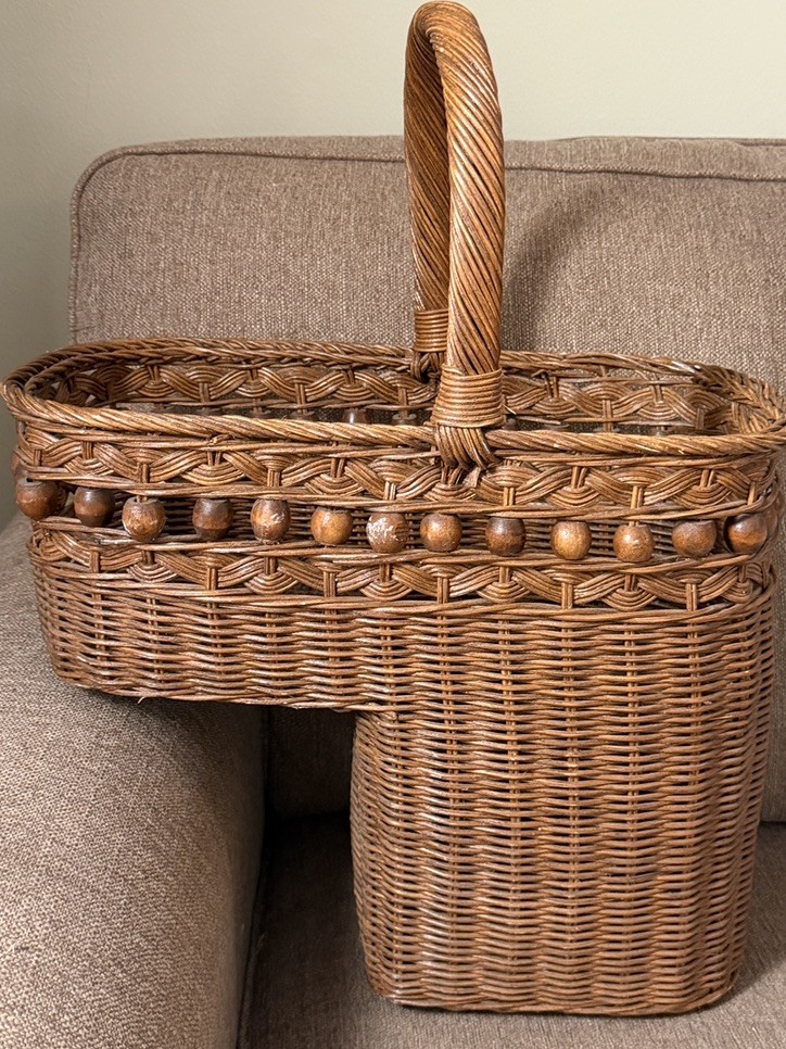 Vintage wicker stair Basket 
