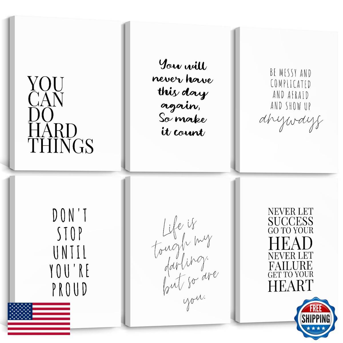 Office Inspirational 12x16 Inch Wrapped Canvas Set of 6