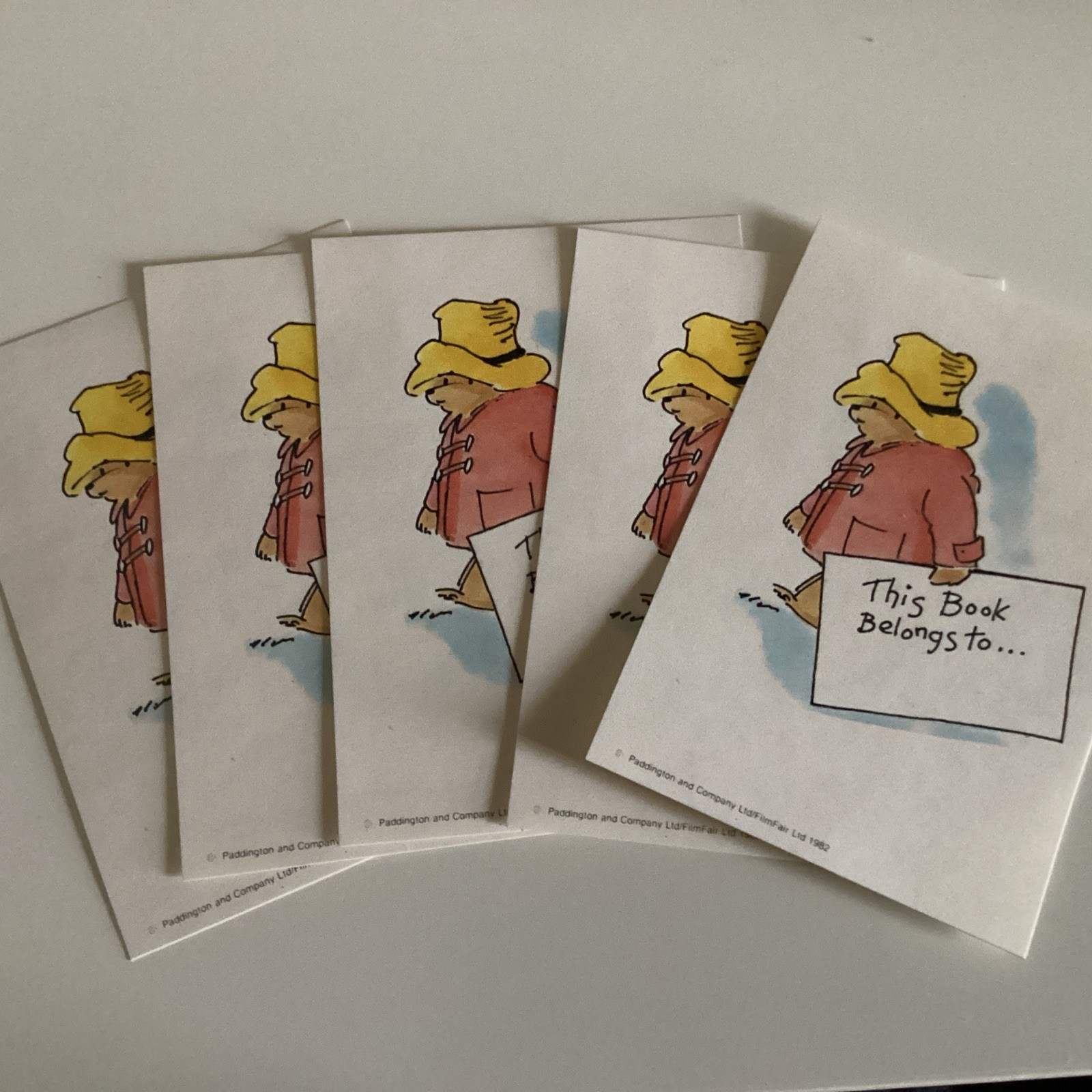  5 Charming Vintage Bookplates - Paddington Bear - Rare - 1982 - Very Good Cond