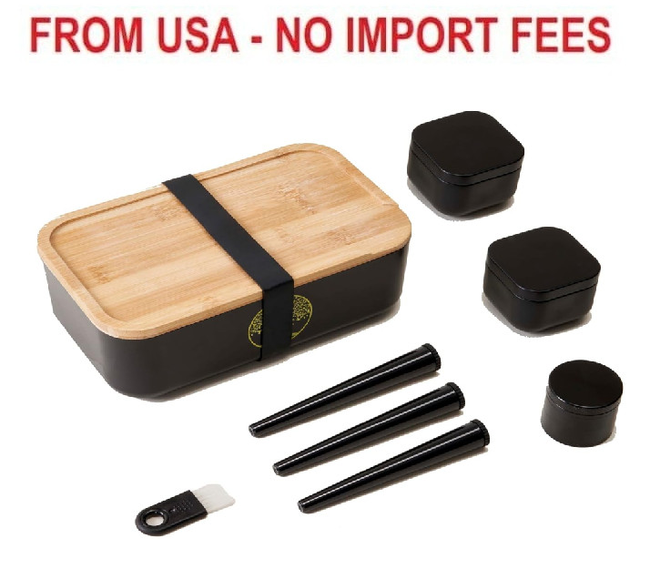 Stash Box with rolling tray - Air-Tight Storage Stash Box with Bamboo Tray - Por