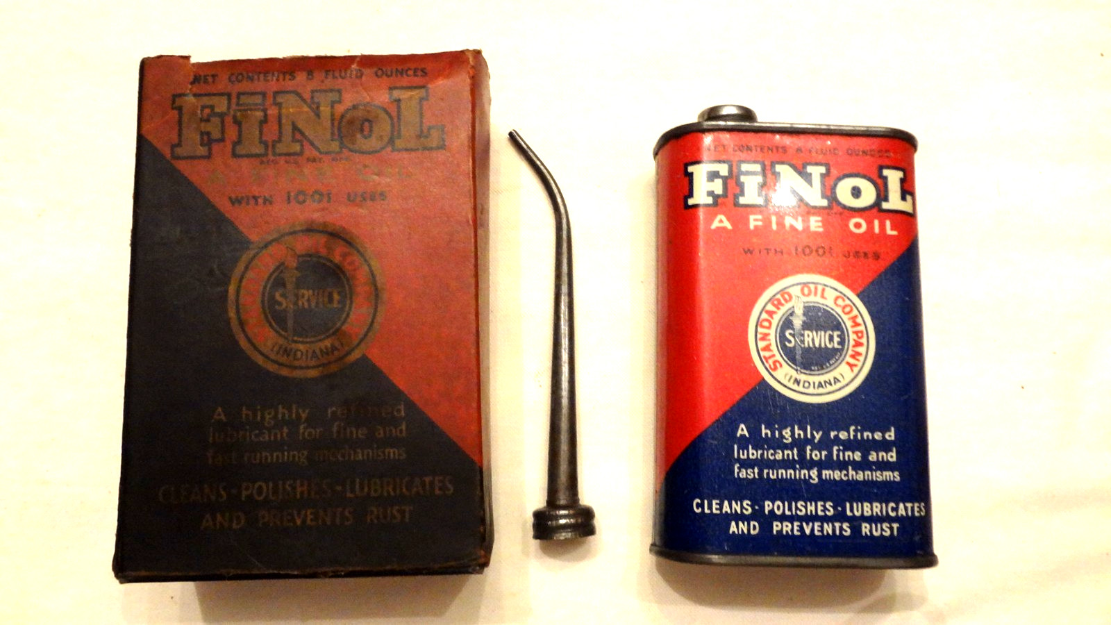 VINTAGE Rare FINOL 8oz STANDARD OIL CO HANDY OILER CAN - LEAD TOP-1930-40\'S