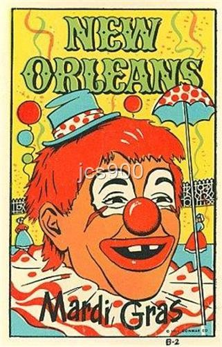 VINTAGE 1951 NEW ORLEANS LOUISIANA MARDI GRAS DONMAR SOUVENIR TRAVEL DECAL RARE