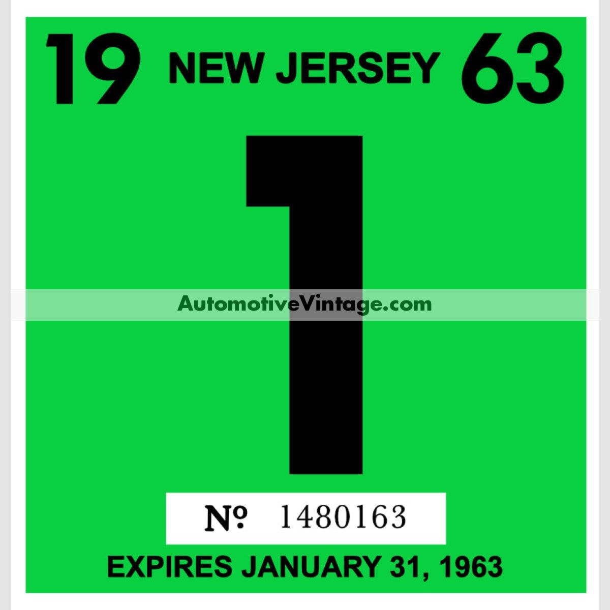 Vintage 1963 New Jersey Windshield Inspection Sticker Vintage 1963 New Jersey Windshield Inspection Sticker