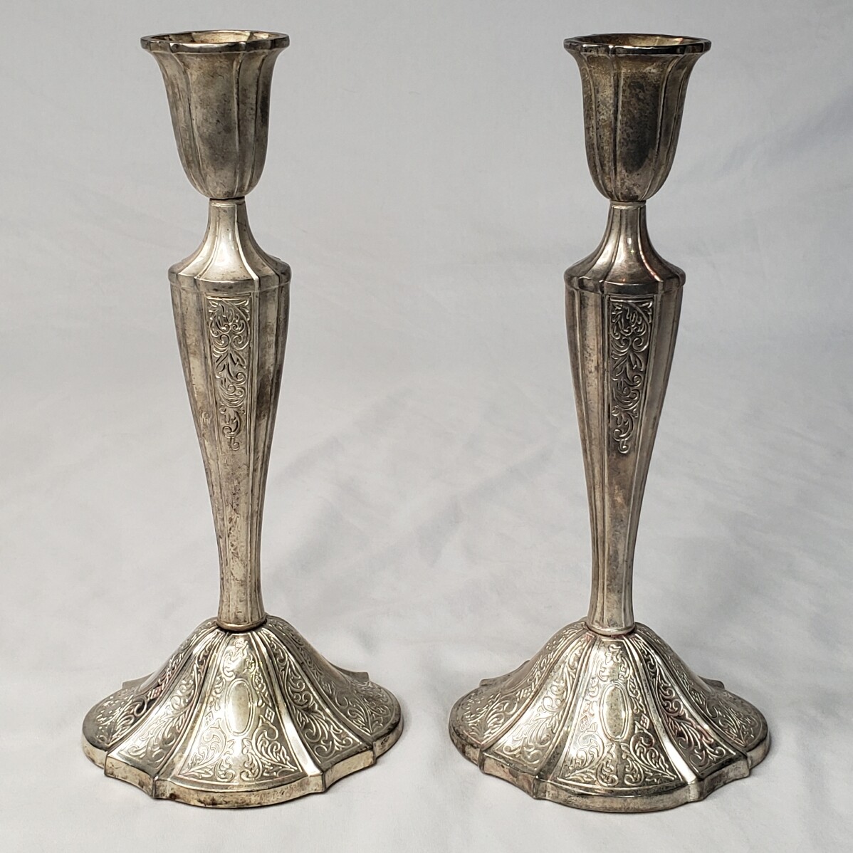 Silver Candlesticks Silverplate 9” Tall