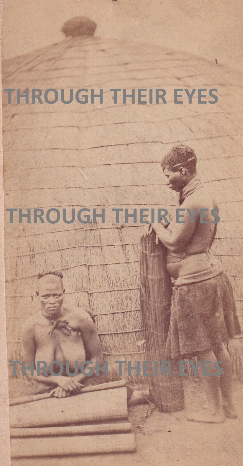 Original Cdv photo Zulu women outside straw hut circa 1880 South Africa
