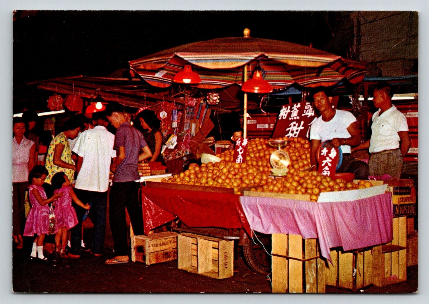 Vintage Singapore Postcard Albert Street Night Market Fruit Stall Oranges Vintage Singapore Postcard Albert Street Night Market Fruit Stall Oranges