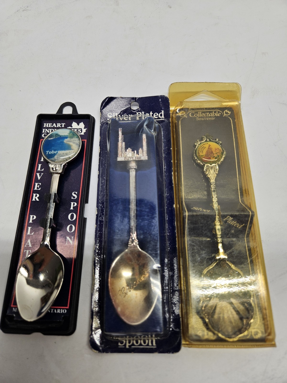 3 Vintage Silver Plated Collectible Spoons  4 in
