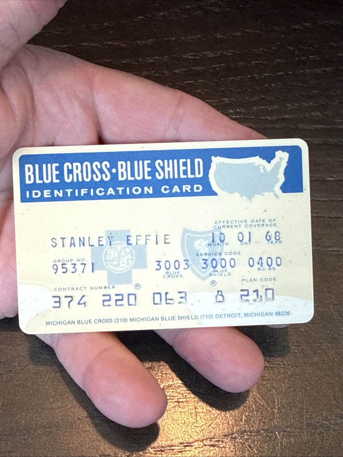 Vintage 1968 Blue Cross Blue Shield Insurance Card