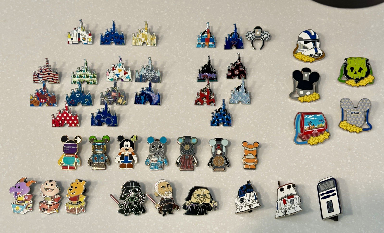 Disney Pins Lot of 48 (Authentic) chasers, LE 860, & PinFolio Show