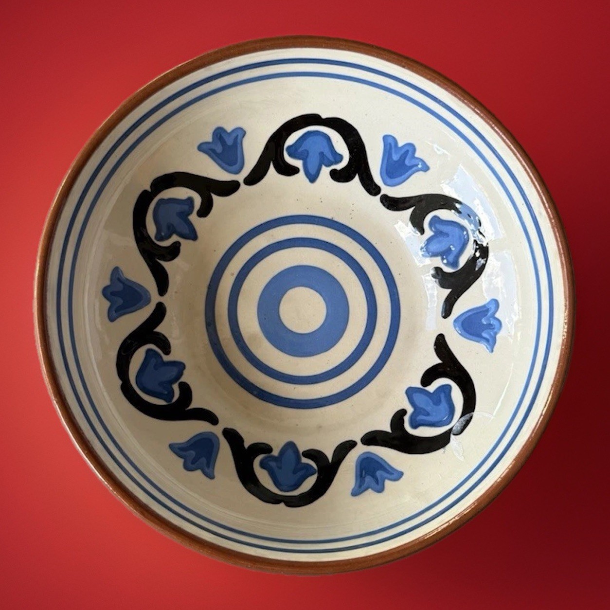 Vintage European Hungarian? National Folk Ceramic? Clay? Bowl