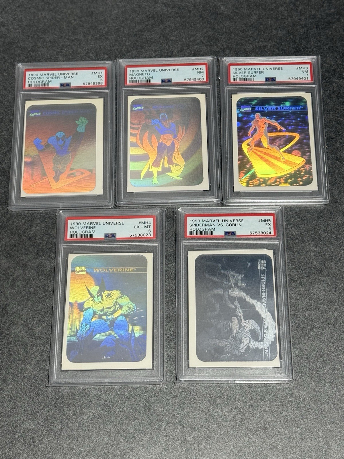 1990 Impel Marvel Universe MH1 MH2 MH3 MH4 MH5 HOLOGRAM SET GRADED PSA 5 6 7