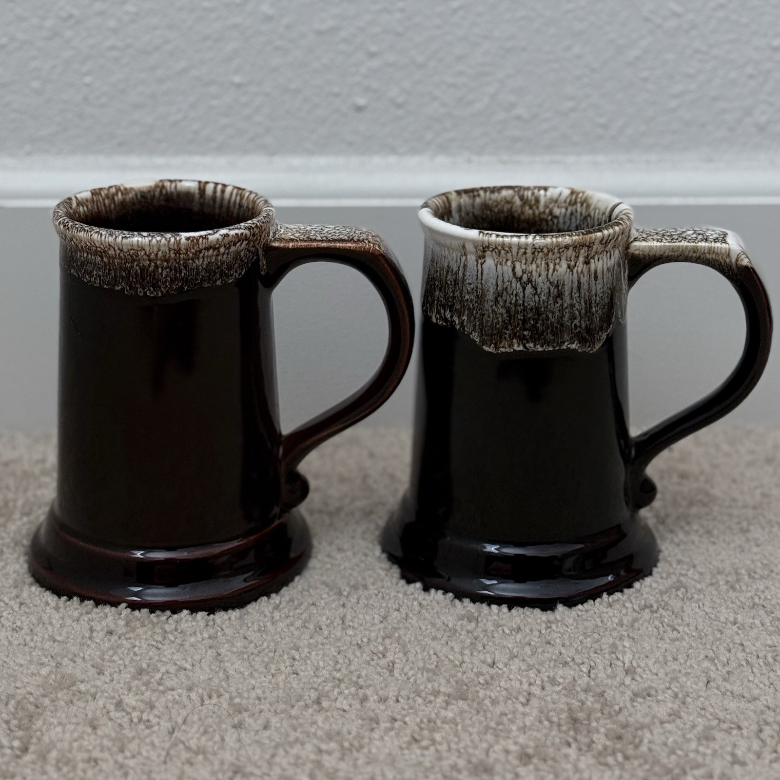 Pfaltzgraff Gourmet Brown Tankard Mug Drip 6-286 SET OF 2 RARE RETIRED