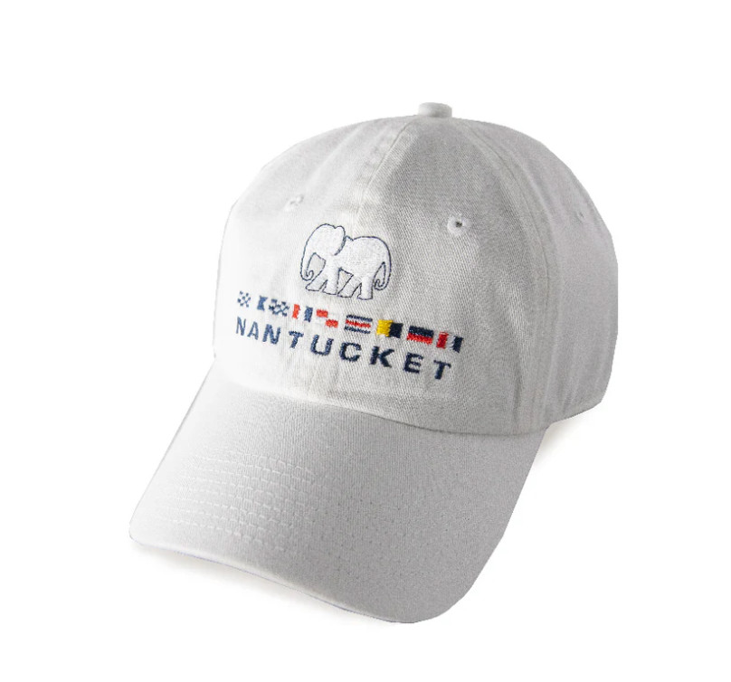 NWT The White Elephant Hotel Nantucket Hat / Cap Nantucket White Nautical Flag