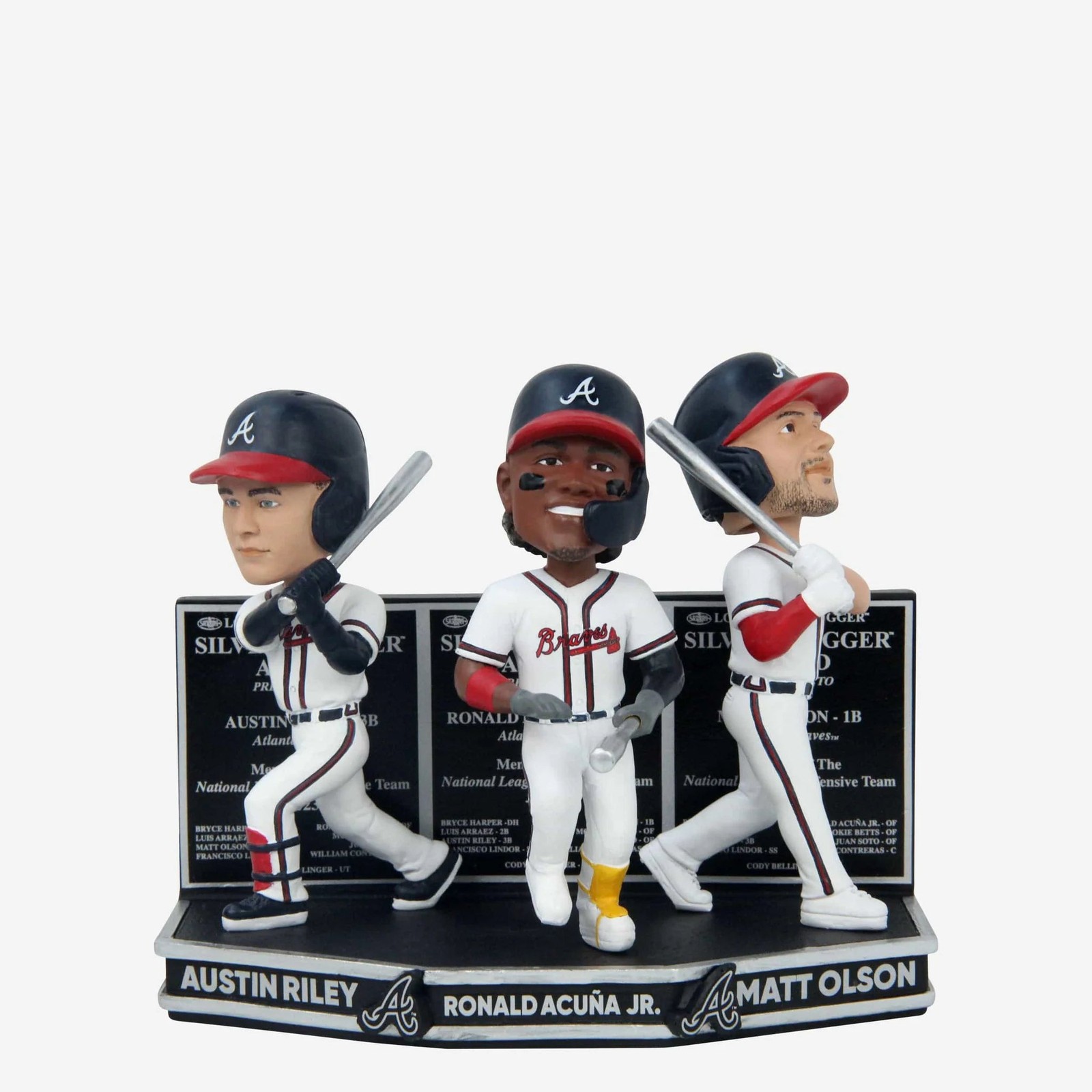 Acuna Riley Olson Atlanta Braves 2023 Silver Slugger Mini Bobblehead Scene