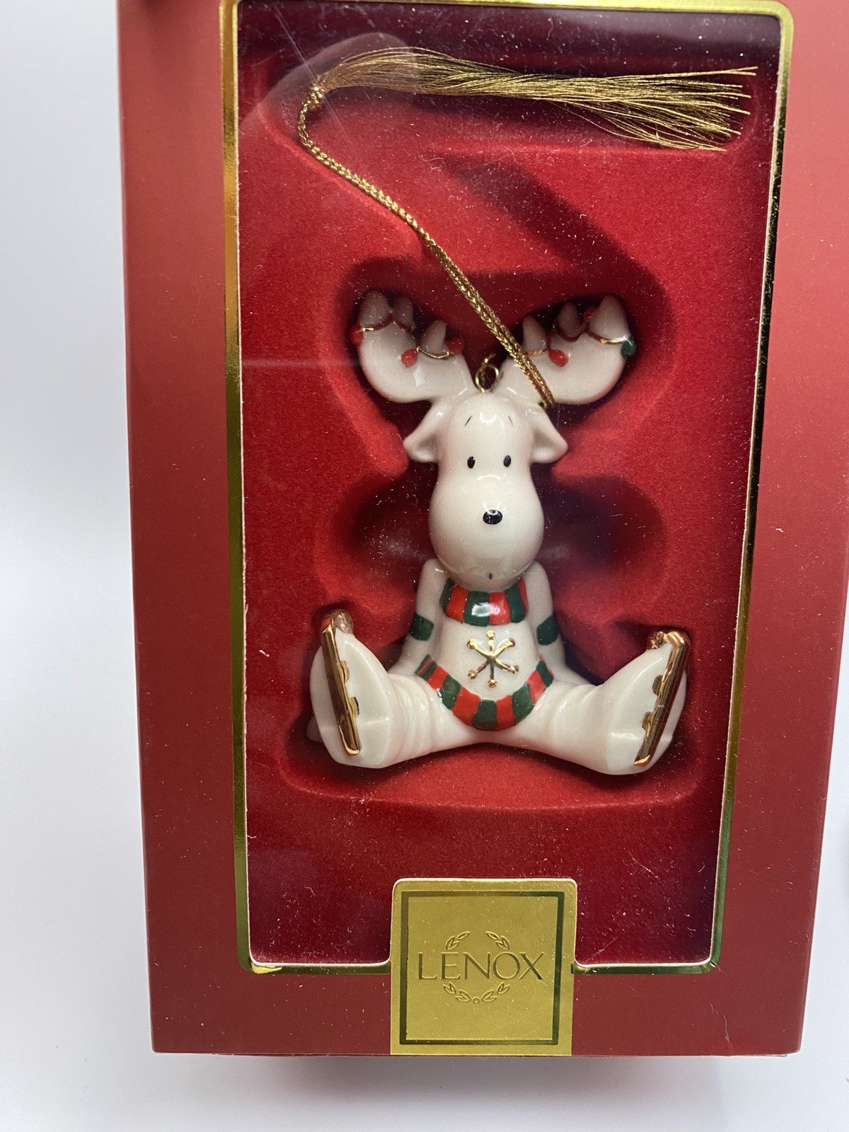 Vintage Lenox Moosecapades Porcelain Christmas Ornament 775559 Vintage Lenox Moosecapades Porcelain Christmas Ornament 775559