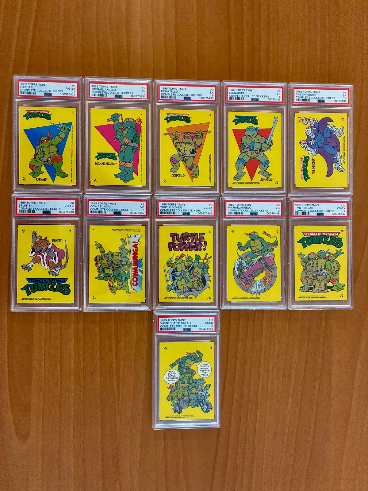 1989 Topps TMNT Complete Collector's Edition Stickers : 1-11 Graded PSA 1989 Topps TMNT Complete Collector's Edition Stickers : 1-11 Graded PSA