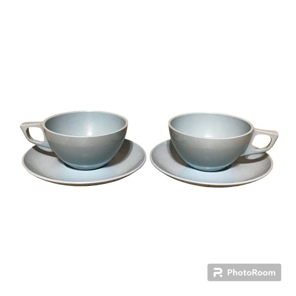Vintage Stetson Melmac Blue Cups and Saucers