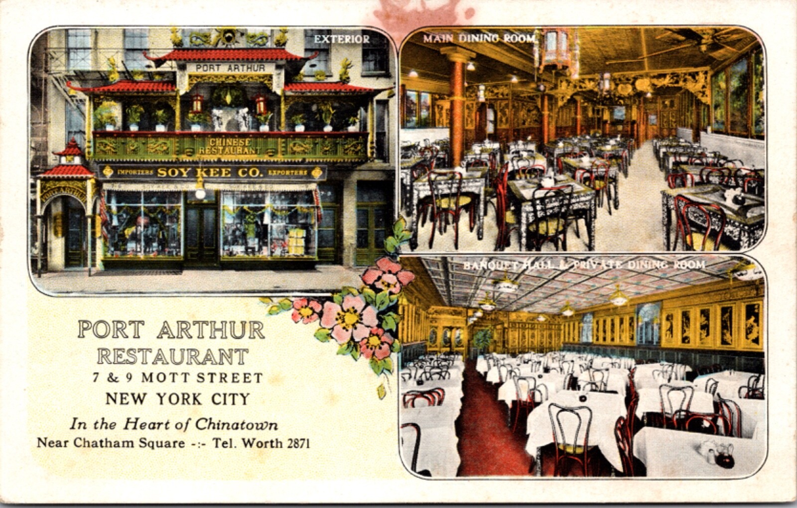 Postcard Port Arthur Chinese Restaurant 7 & 9 Mott Street New York City