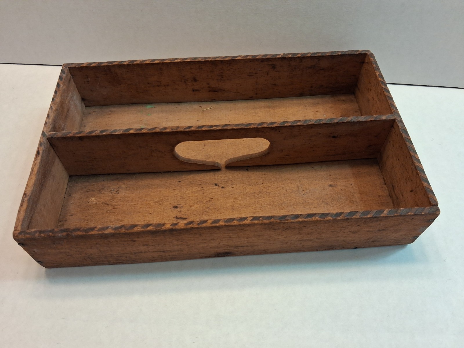 Antique Nailed Wood Tool Tote Caddy Divided Tray Primitive Folk Art
