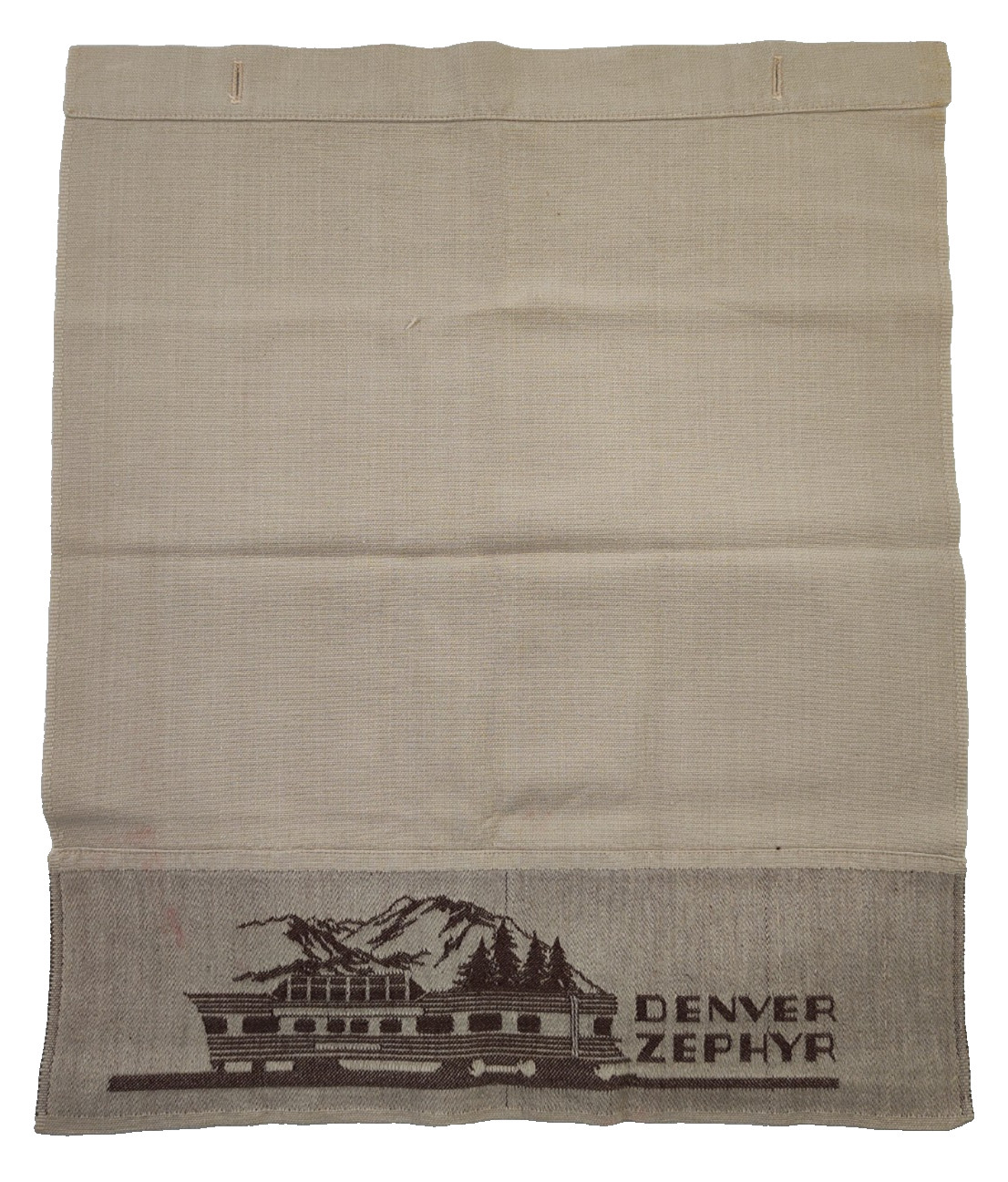 Vintage Denver Zephyr Passenger Train Tan Cloth Headrest Cover Antimacassar