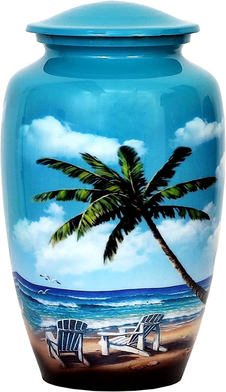 Beach Blue Cremation Urn for Human Ashes Adult Funeral Urn Handcrafted (200 lbs) Beach Blue Cremation Urn for Human Ashes Adult Funeral Urn Handcrafted (200 lbs)