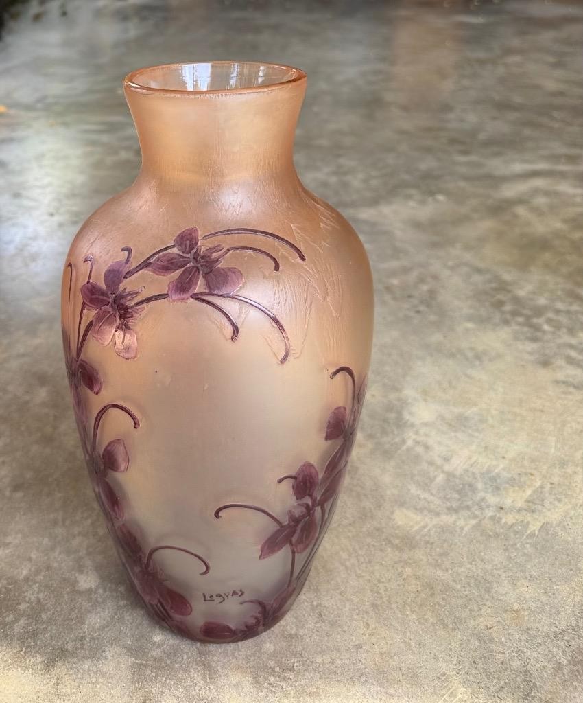 Antique Legras Rubis French Art Nouveau Floral Cameo Glass Vase Ovington NewYork