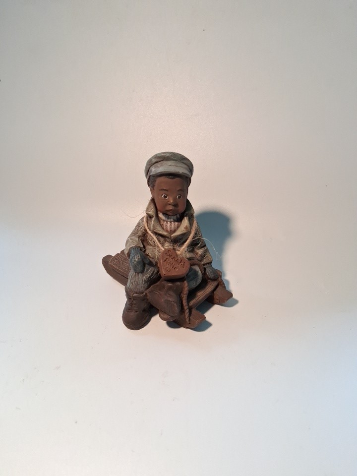 Sarah's Attic #2009 Collectible Figurine Ltd. Edition Made in USA Sledding & Tag