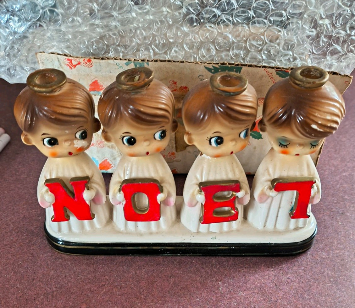Capri Creations  Noel Ceramic Christmas Candle Holder W Box. READ