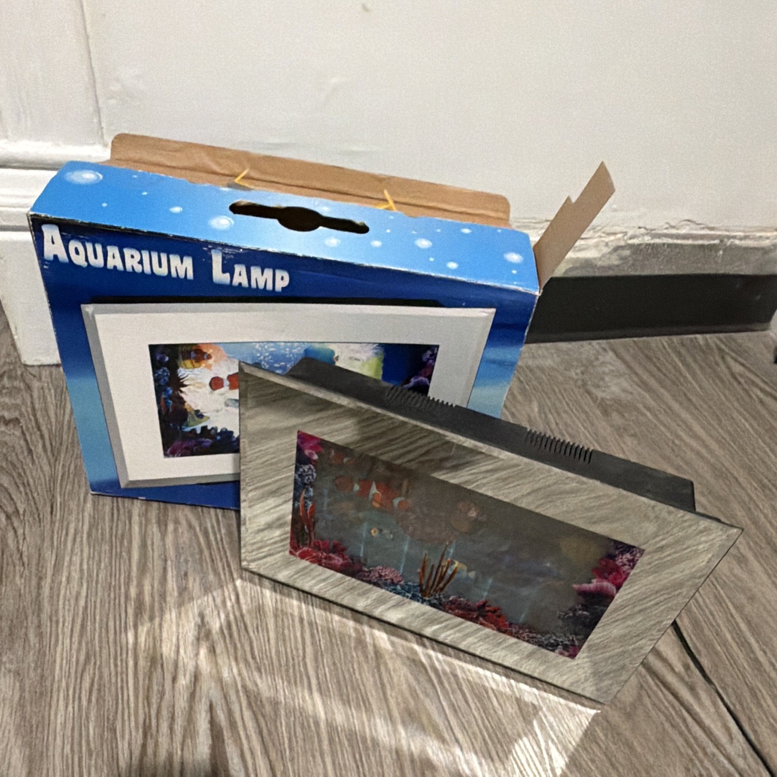 Color Changing Aquarium Lamp Fish Scene LED Table Night Light Plastic Gray/Black