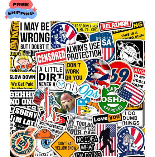 Funny Hard Hat Stickers for Men - Hardhat Stickers, Tool Box Decals